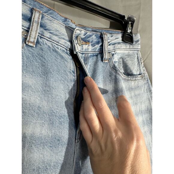 American Eagle Jeans Womens 0 Relaxed Mom Light Wash Distressed Straight High - Picture 6 of 9